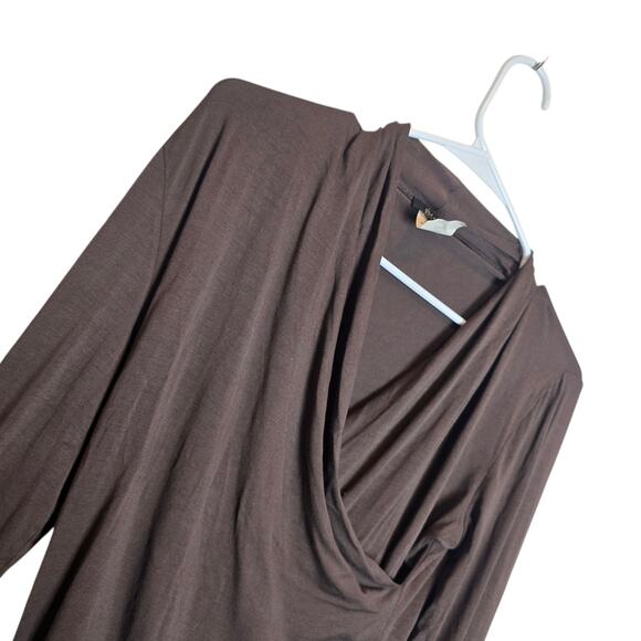 Escada Brown Draped Cowl Neck Long Sleeve Top Size 38 Rayon Blend Small - Picture 2 of 7